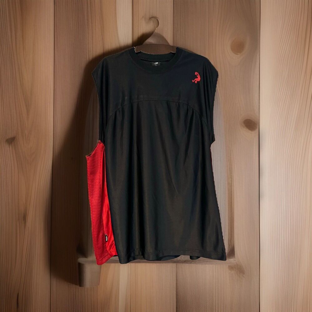 Shaq Men's XXL Sleeveless Basketball Shirt Black Red Tank Top Jersey Logo
